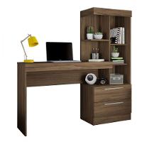 Escrivaninha Office Com Estante 2 Gavetas Nogal Trend - 3