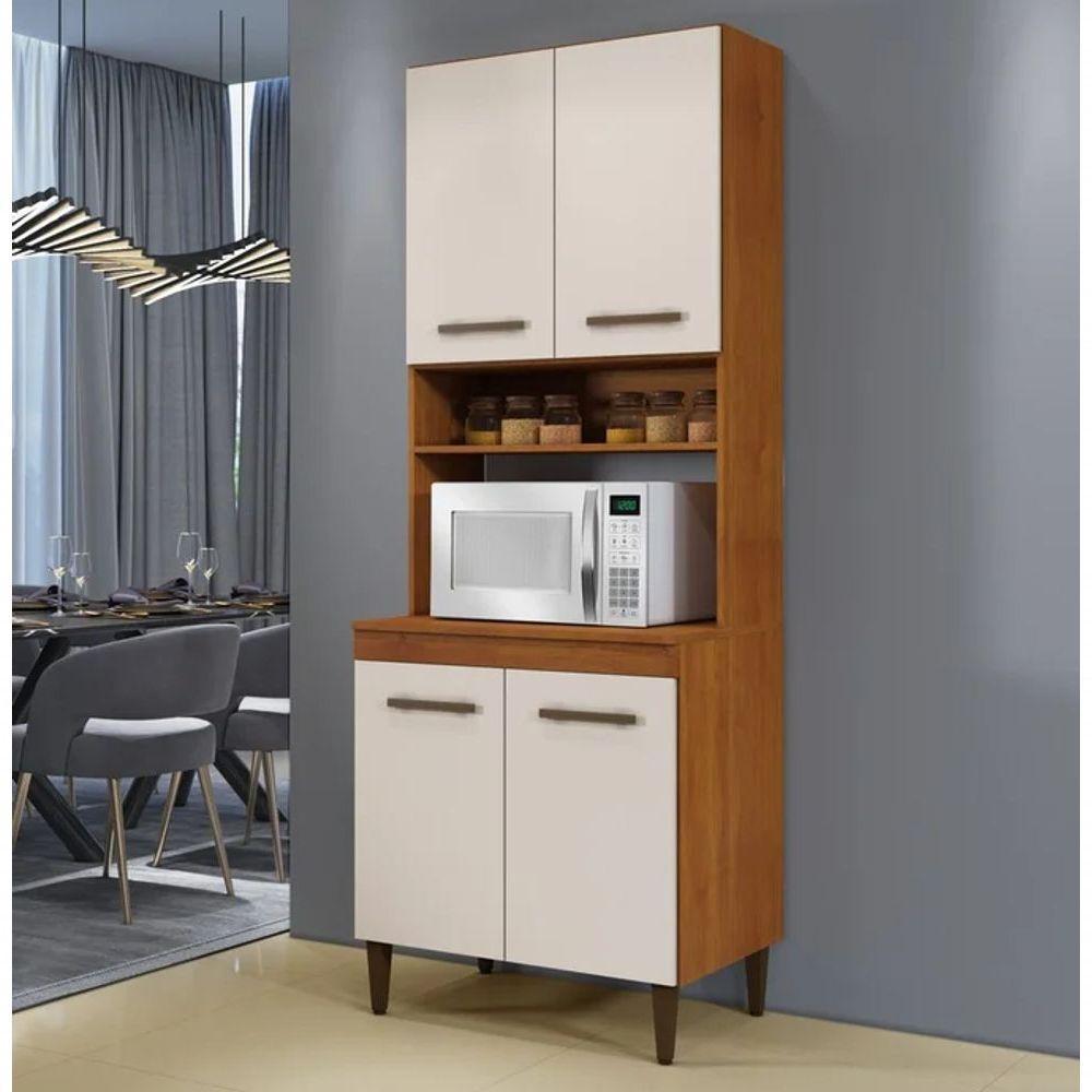 Paneleiro Torre Quente Atenas 4 Portas Kaiki Móveis - Nature/off - 1