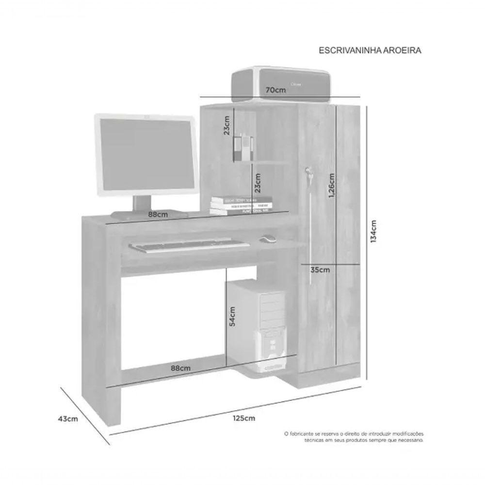 Escrivaninha Aroeira 1 Porta Com Chave Jcm - Cinamomo - 3