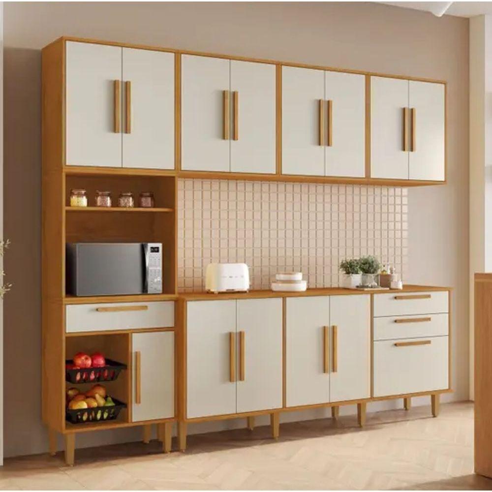 Cozinha Lorena 14 Portas Fruteira Kaiki Móveis - Nature/off - 1