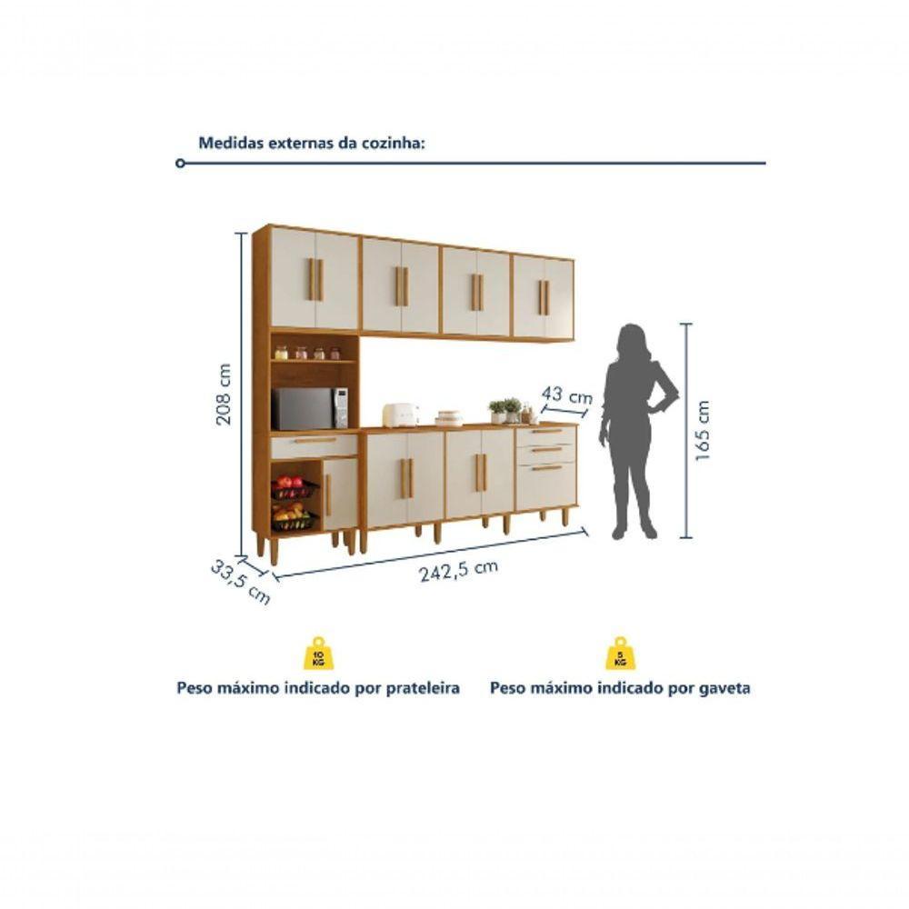 Cozinha Lorena 14 Portas Fruteira Kaiki Móveis - Nature/off - 3