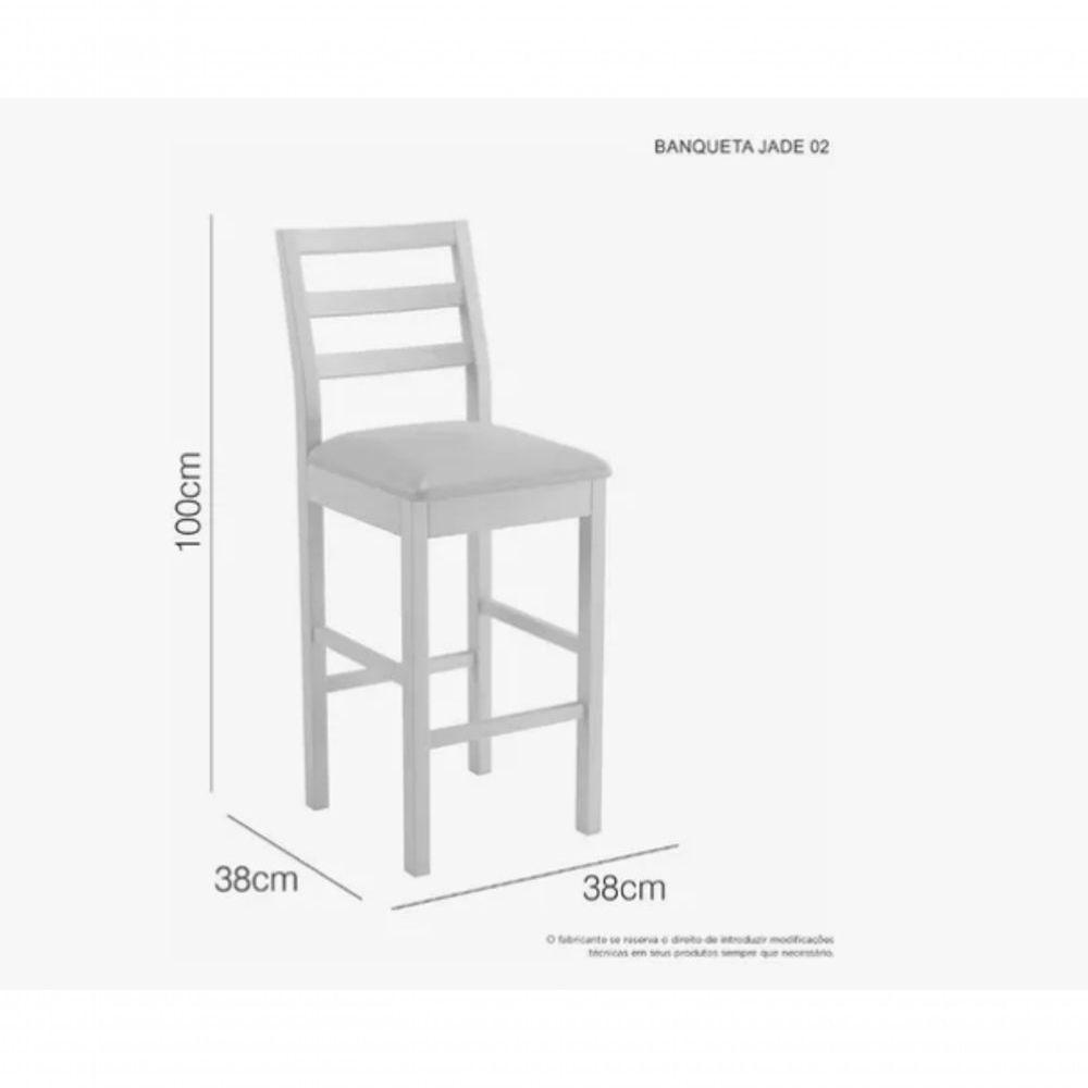 Banqueta Jade 02 Madeira Maciça Jolie Cinza Jcm Movelaria - 3