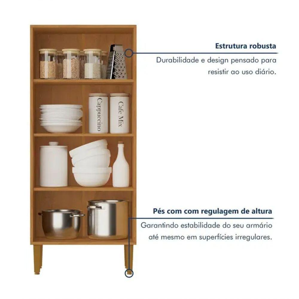 Armário Multiuso 2 Portas 3 Prateleira Paraná Kaiki Móveis - Nature/off - 2