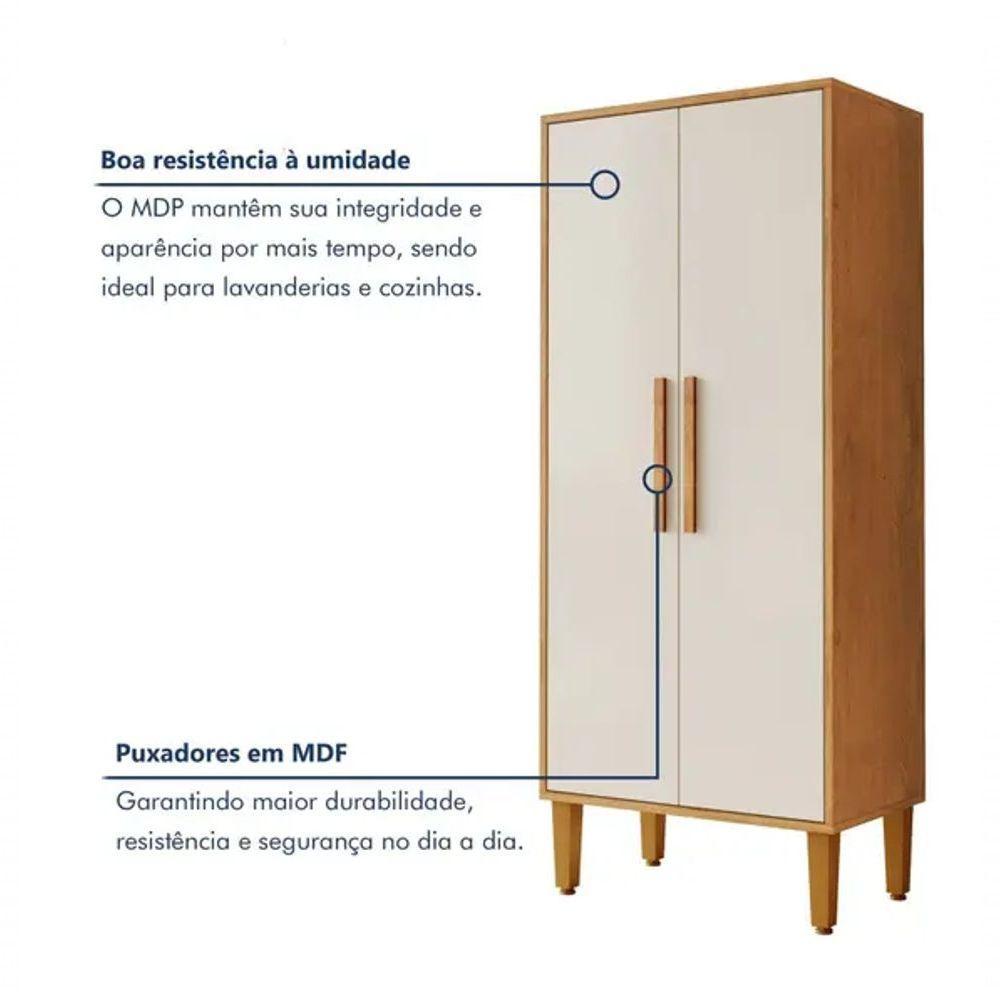 Armário Multiuso 2 Portas 3 Prateleira Paraná Kaiki Móveis - Nature/off - 3