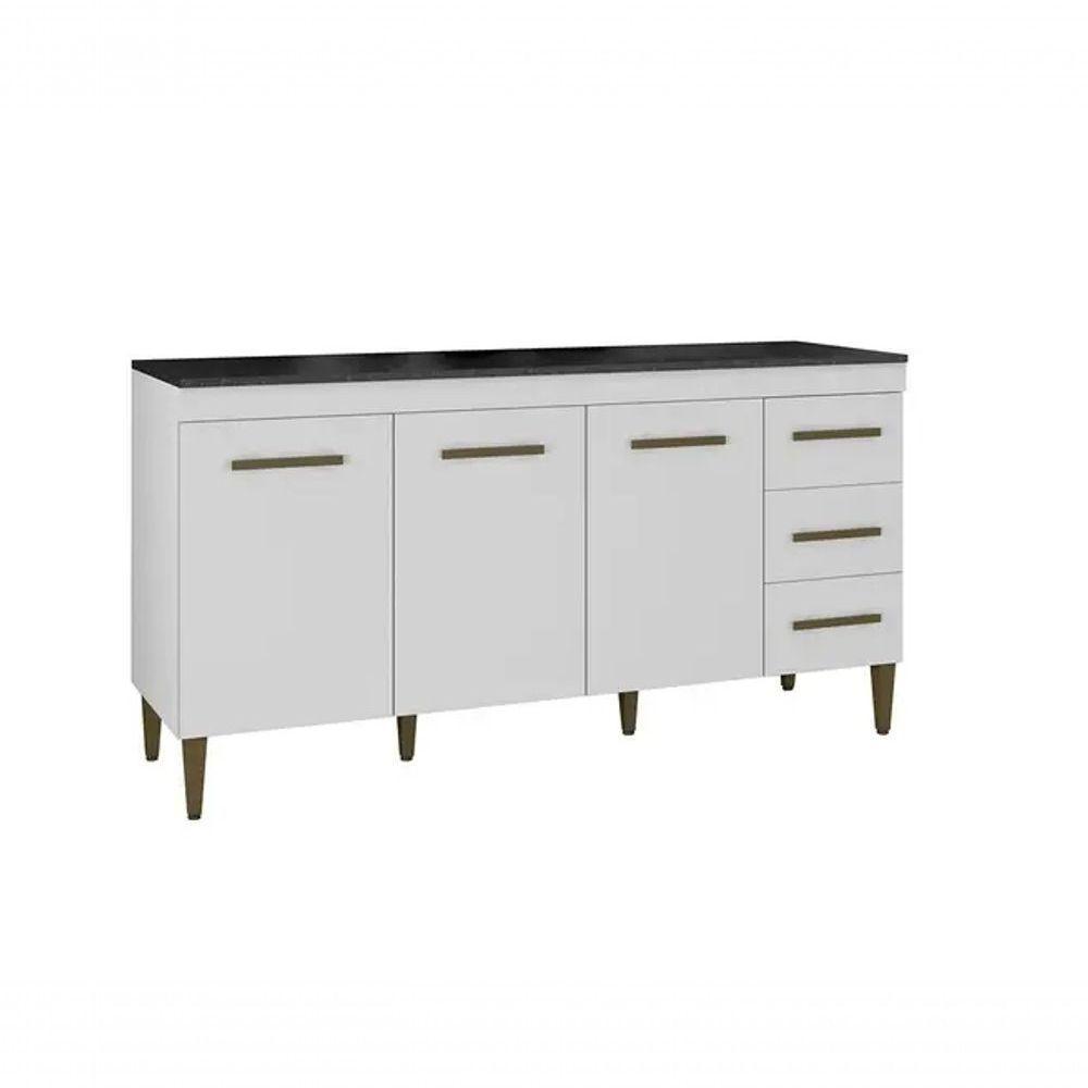 Balcão Atenas 3 Portas 3 Gavetas Kaiki Móveis - Branco - 2