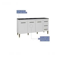 Balcão Atenas 3 Portas 3 Gavetas Kaiki Móveis - Branco - 3