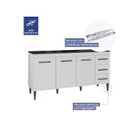 Balcão Atenas 3 Portas 3 Gavetas Kaiki Móveis - Branco - 5