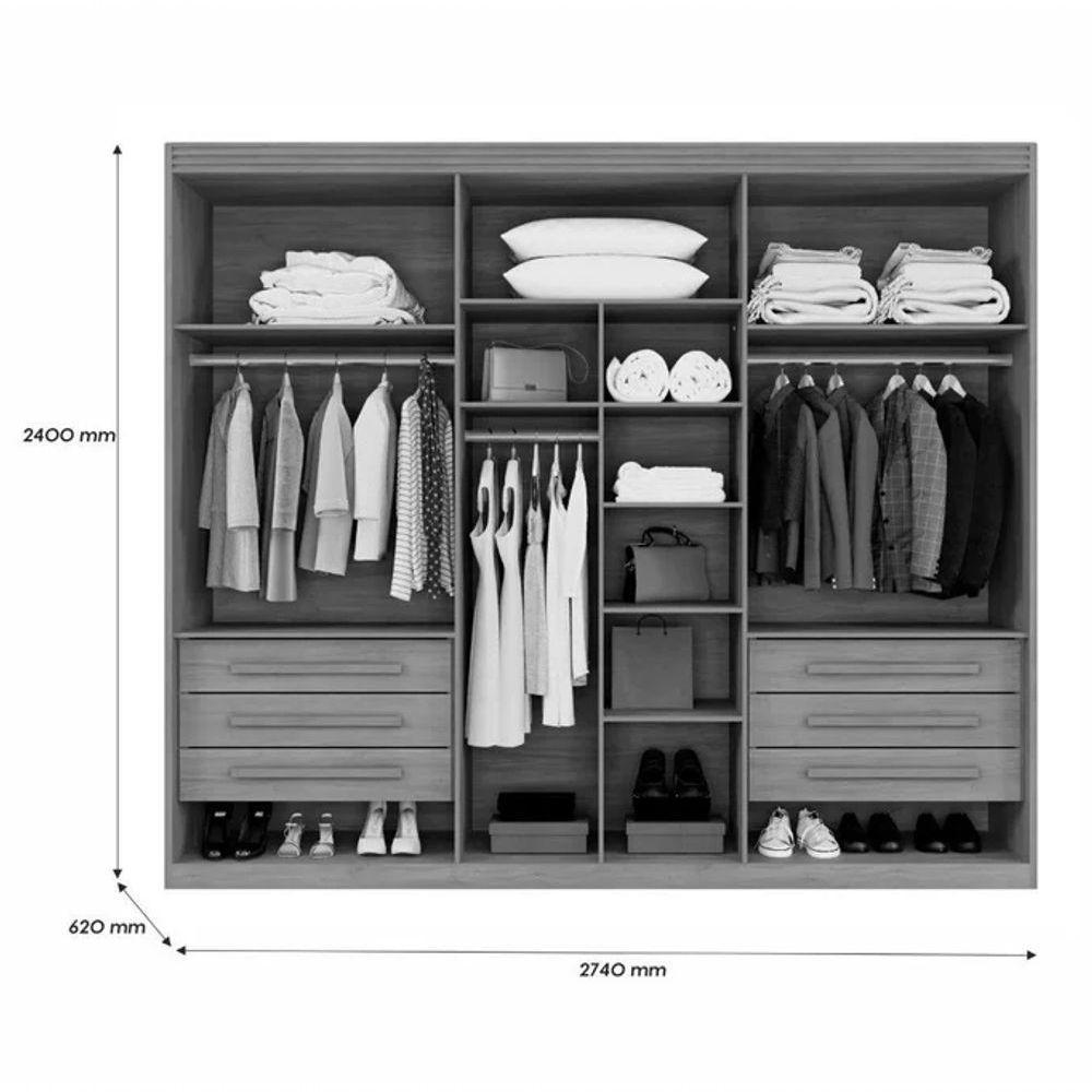 Guarda Roupa Cancun 6 Portas 100%mdf Imbuia - Benetil - 4