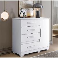 Cômoda New Florença 4 Gavetas 1 Porta Benetil Móveis - Branco - 1