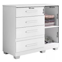 Cômoda New Florença 4 Gavetas 1 Porta Benetil Móveis - Branco - 2