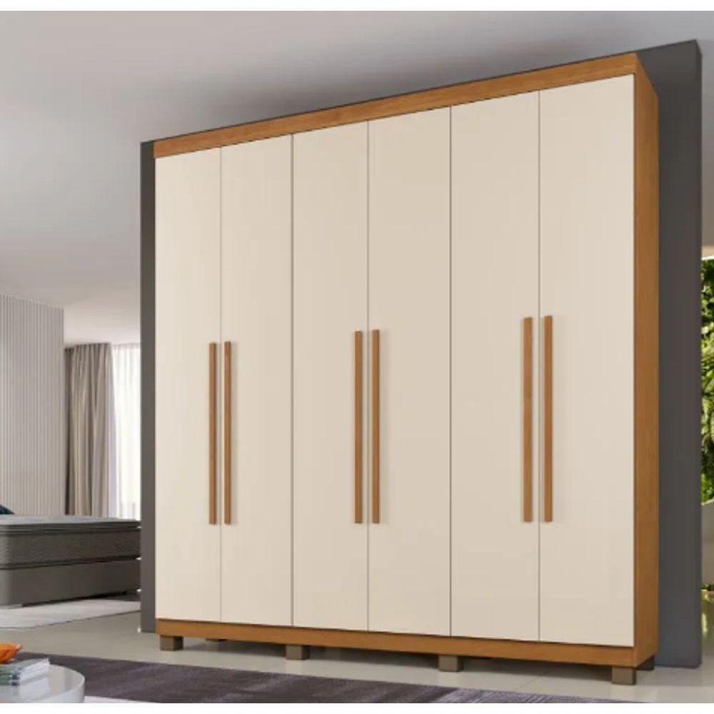 Guarda Roupa Milão 6 Portas 100% Mdf Benetil Móveis - Cinamomo/off - 1