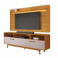 Rack Com Painel Tv 70" Cristal Jcm Movelaria - Cinamomo/off - 2