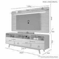 Rack Com Painel Tv 70" Cristal Jcm Movelaria - Cinamomo/off - 3