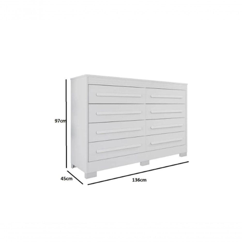Cômoda Califórnia 8 Gavetas 100% Mdf Branco - Benetil - 3
