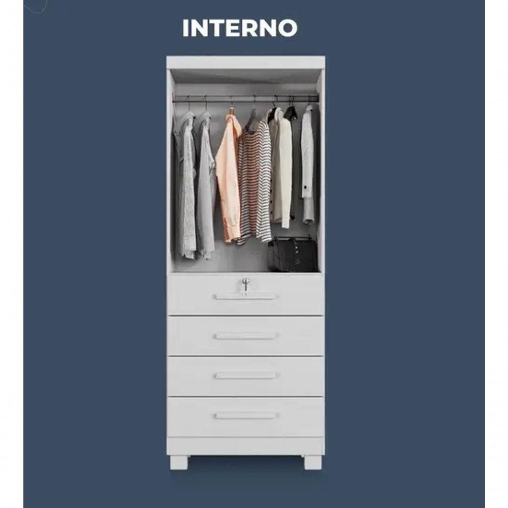 Guarda Roupa New Maia 2 Portas 4 Gavetas Com Chave Benetil Móveis - Branco - 2