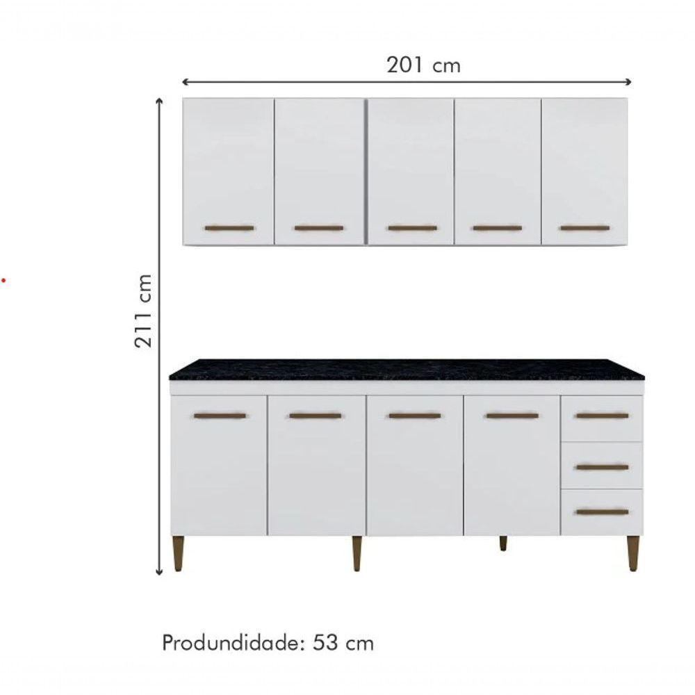 Cozinha Completa Atenas 9 Portas 3 Gavetas Kaiki Móveis - Branco - 4
