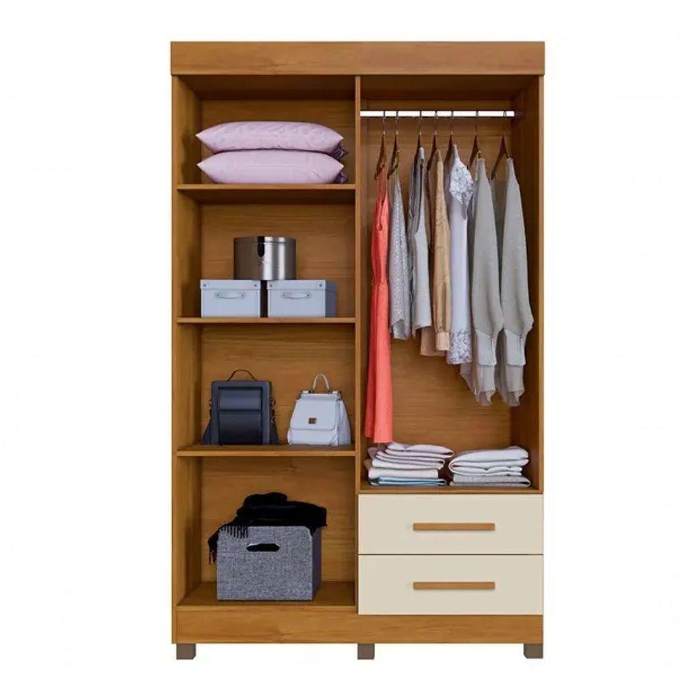 Guarda Roupa Copacabana New 4 Portas Com Espelho Benetil Móveis - Cinamomo/off - 2