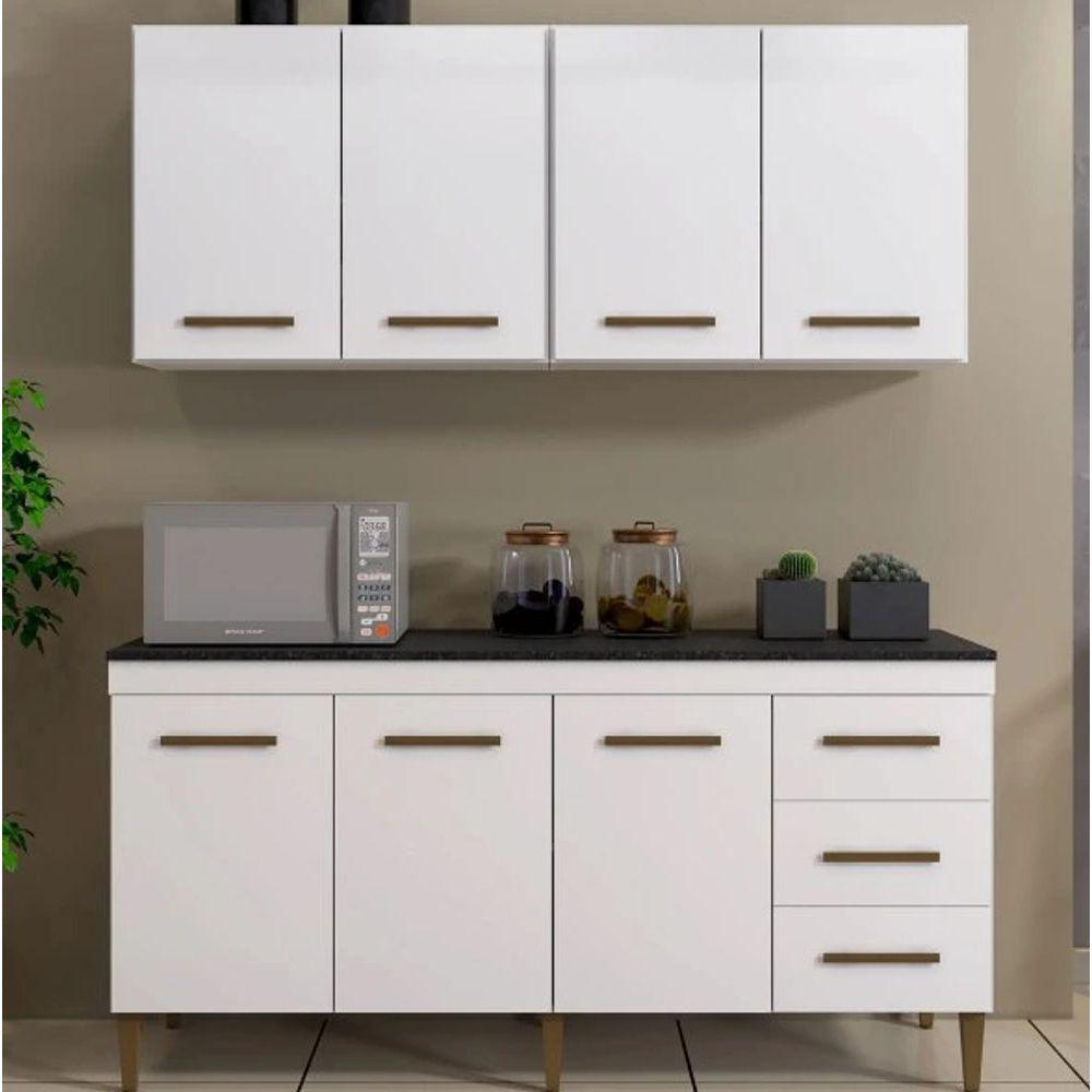 Cozinha Completa Atenas 7 Portas 3 Gavetas Kaiki Móveis - Branco - 1