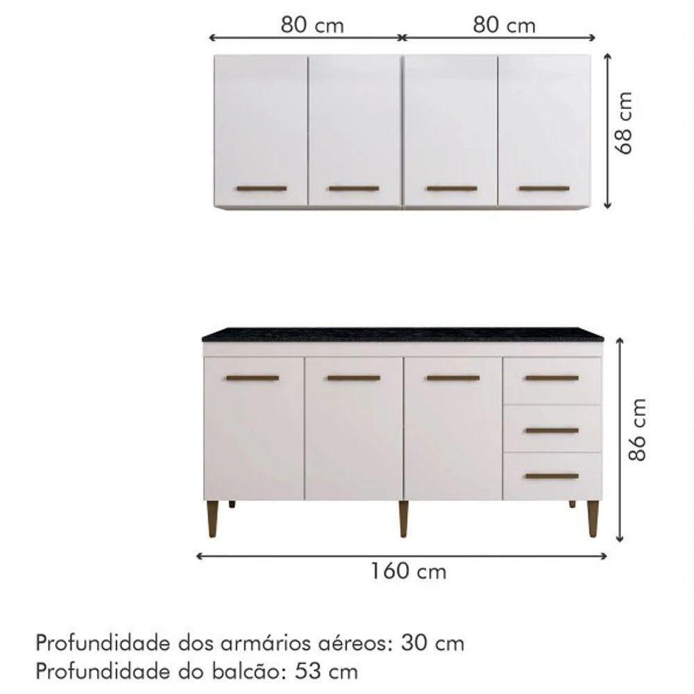 Cozinha Completa Atenas 7 Portas 3 Gavetas Kaiki Móveis - Branco - 3