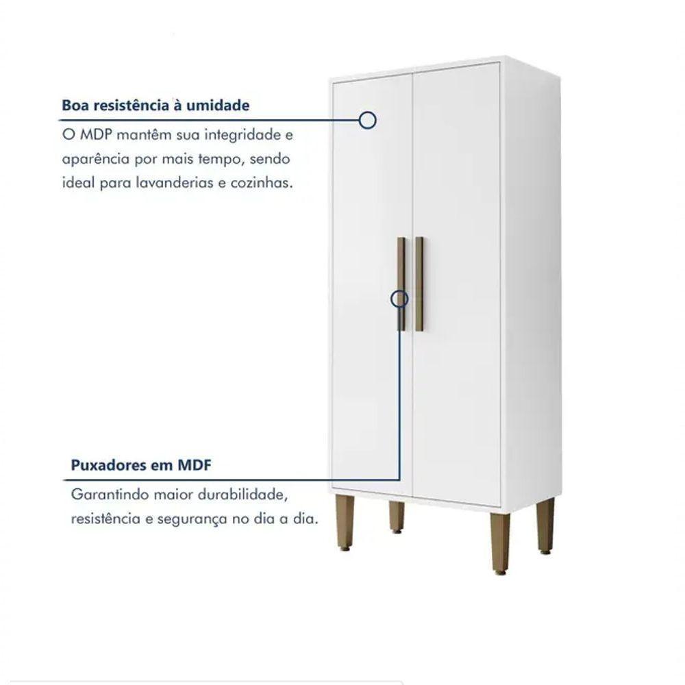 Armário Multiuso 2 Portas 3 Prateleira Paraná Kaiki Móveis - Branco - 2