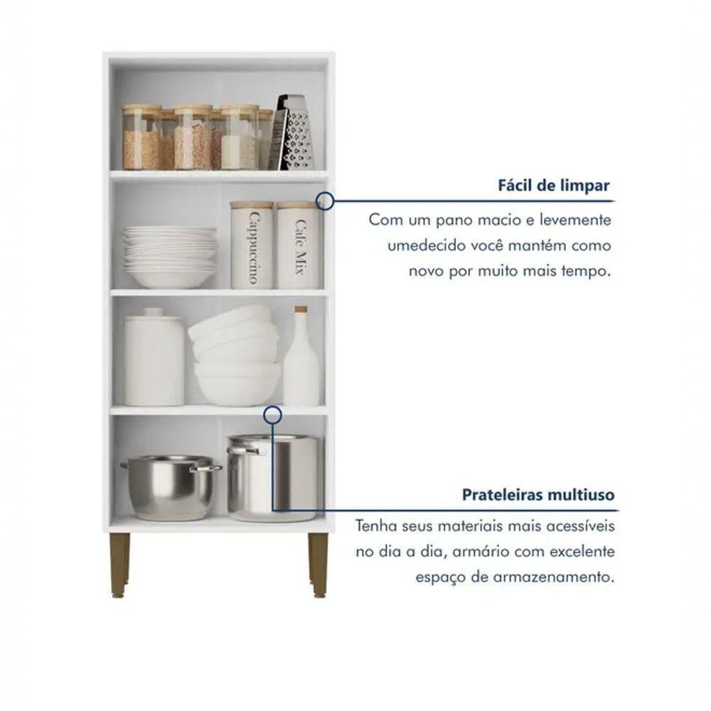 Armário Multiuso 2 Portas 3 Prateleira Paraná Kaiki Móveis - Branco - 3