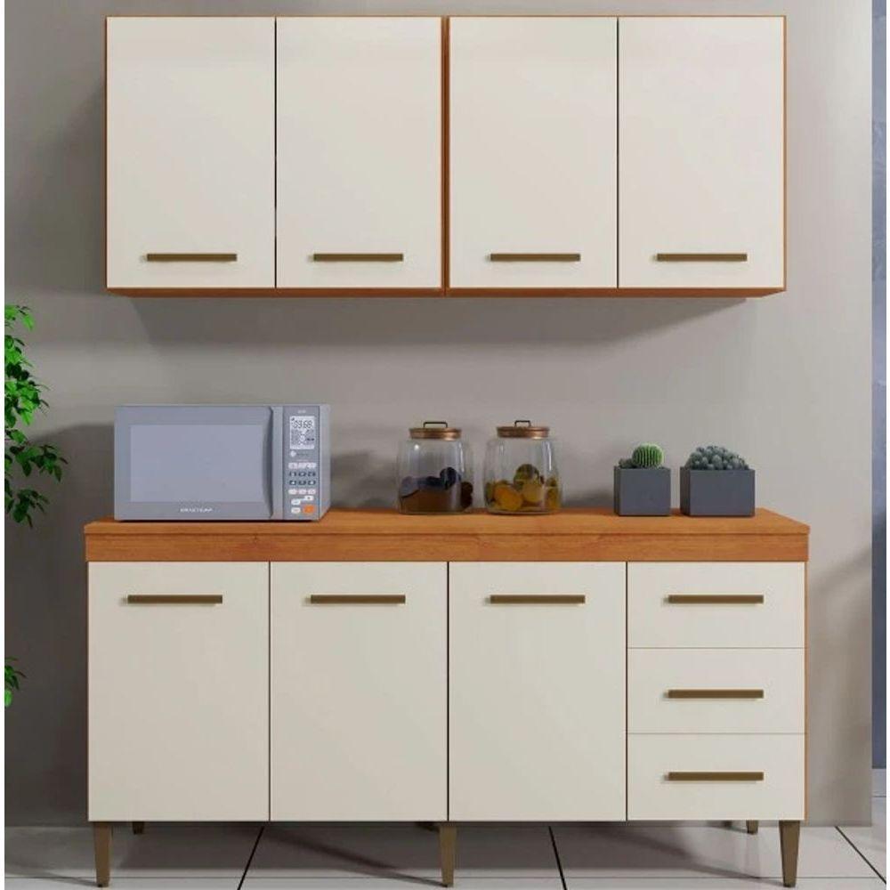 Cozinha Completa Atenas 7 Portas 3 Gavetas Kaiki Móveis - Nature/off - 1