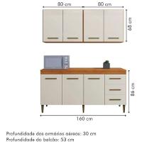 Cozinha Completa Atenas 7 Portas 3 Gavetas Kaiki Móveis - Nature/off - 3