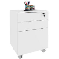 Gaveteiro Para Escritório 3 Gavetas Com Chave E Rodízios Branco - 6