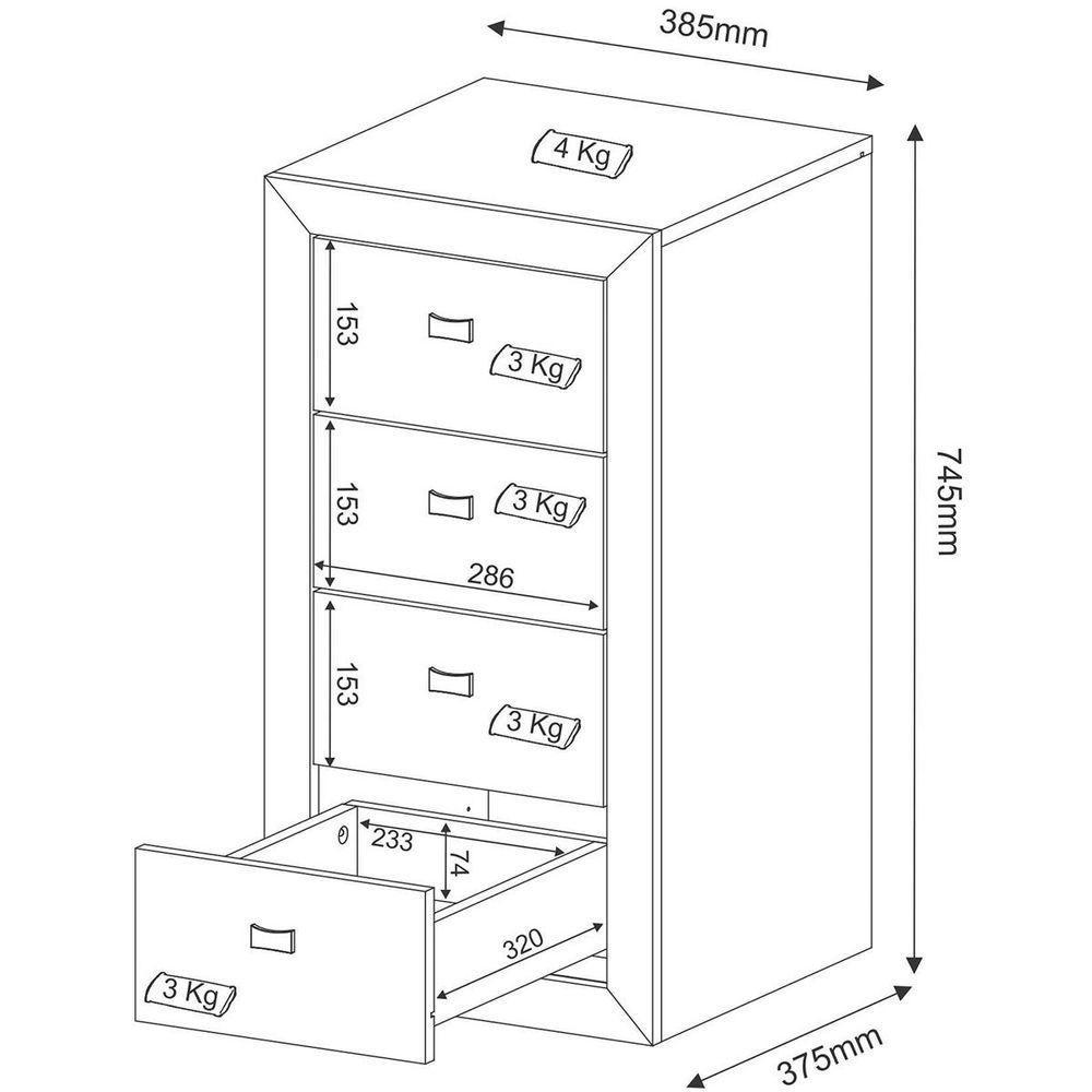 Gaveteiro Para Escritório 4 Gavetas Com Rodízios Rústico - 5