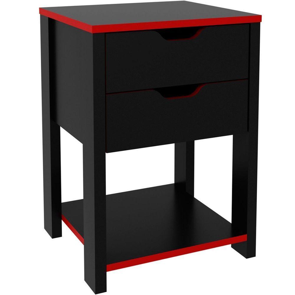 Gaveteiro Gamer Para Escritório 2 Gavetas 1 Prateleira Preto/vermelho - 4
