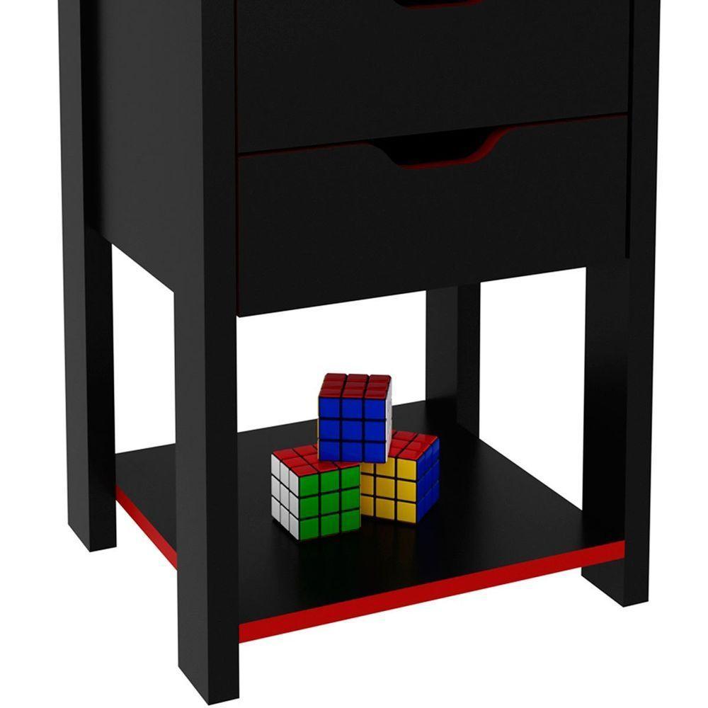 Gaveteiro Gamer Para Escritório 2 Gavetas 1 Prateleira Preto/vermelho - 5