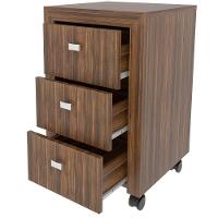 Gaveteiro Para Escritório 3 Gavetas Com Rodízios Nogal - 2