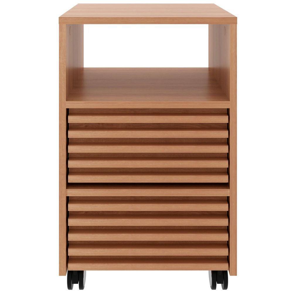 Gaveteiro Para Escritório 2 Gavetas Com Rodízios Amêndoa - 1