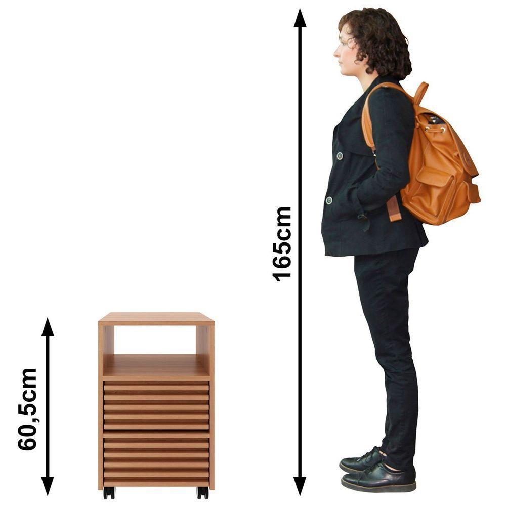 Gaveteiro Para Escritório 2 Gavetas Com Rodízios Amêndoa - 2