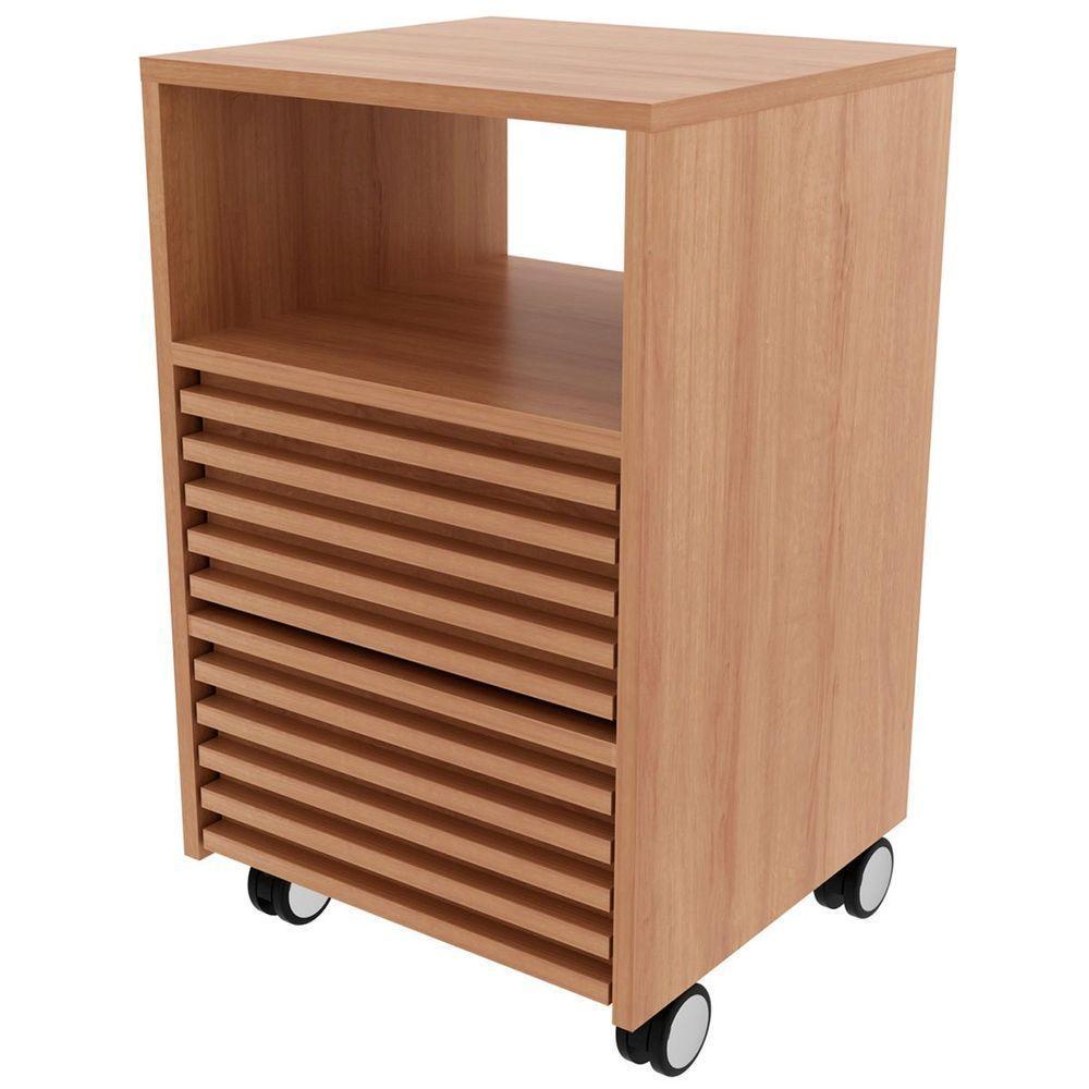 Gaveteiro Para Escritório 2 Gavetas Com Rodízios Amêndoa - 3