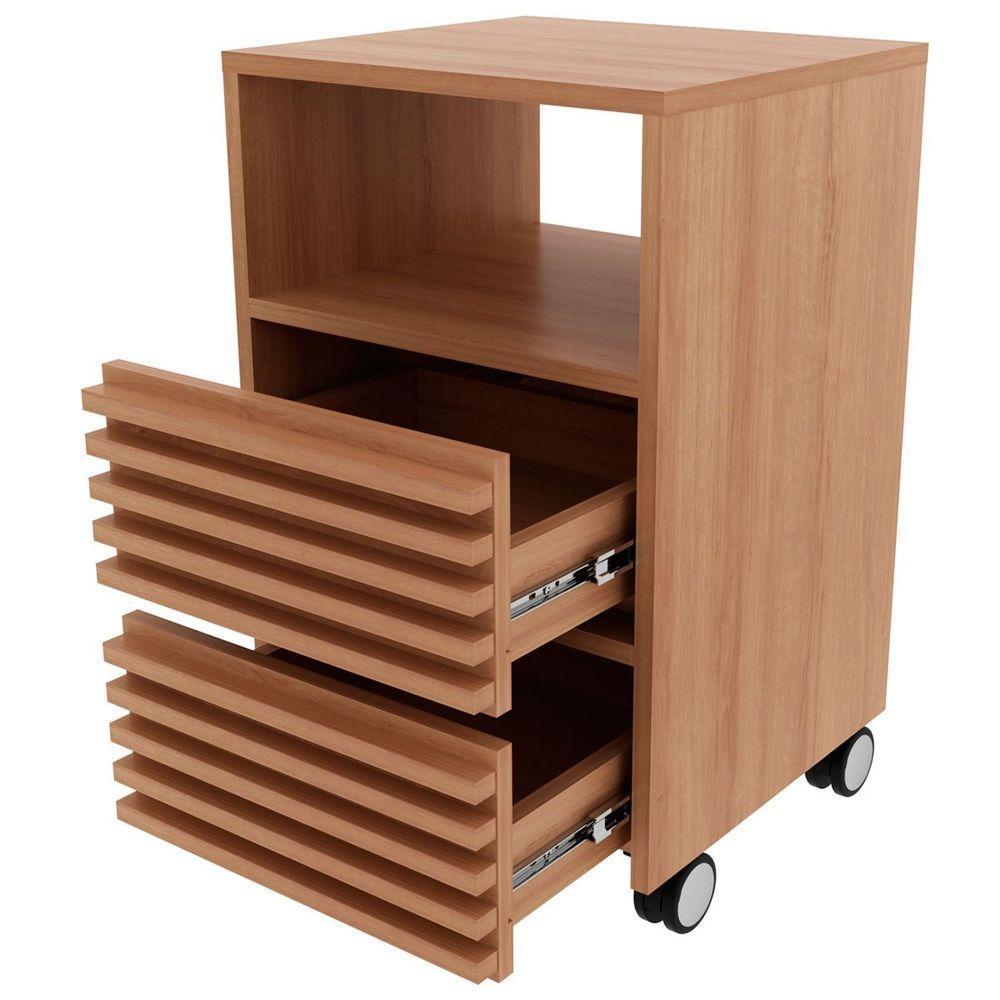 Gaveteiro Para Escritório 2 Gavetas Com Rodízios Amêndoa - 5