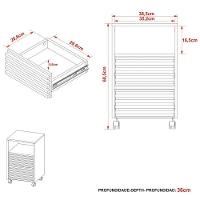 Gaveteiro Para Escritório 2 Gavetas Com Rodízios Amêndoa - 9