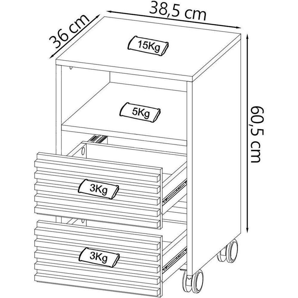 Gaveteiro Para Escritório 2 Gavetas Com Rodízios Branco - 5