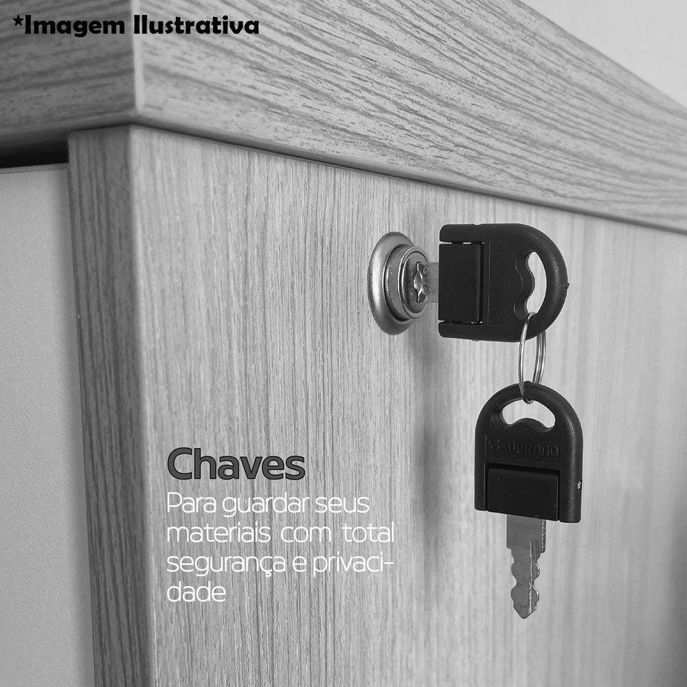 Gaveteiro Para Escritório 3 Gavetas Com Chave E Rodízios Nogal/preto - 6