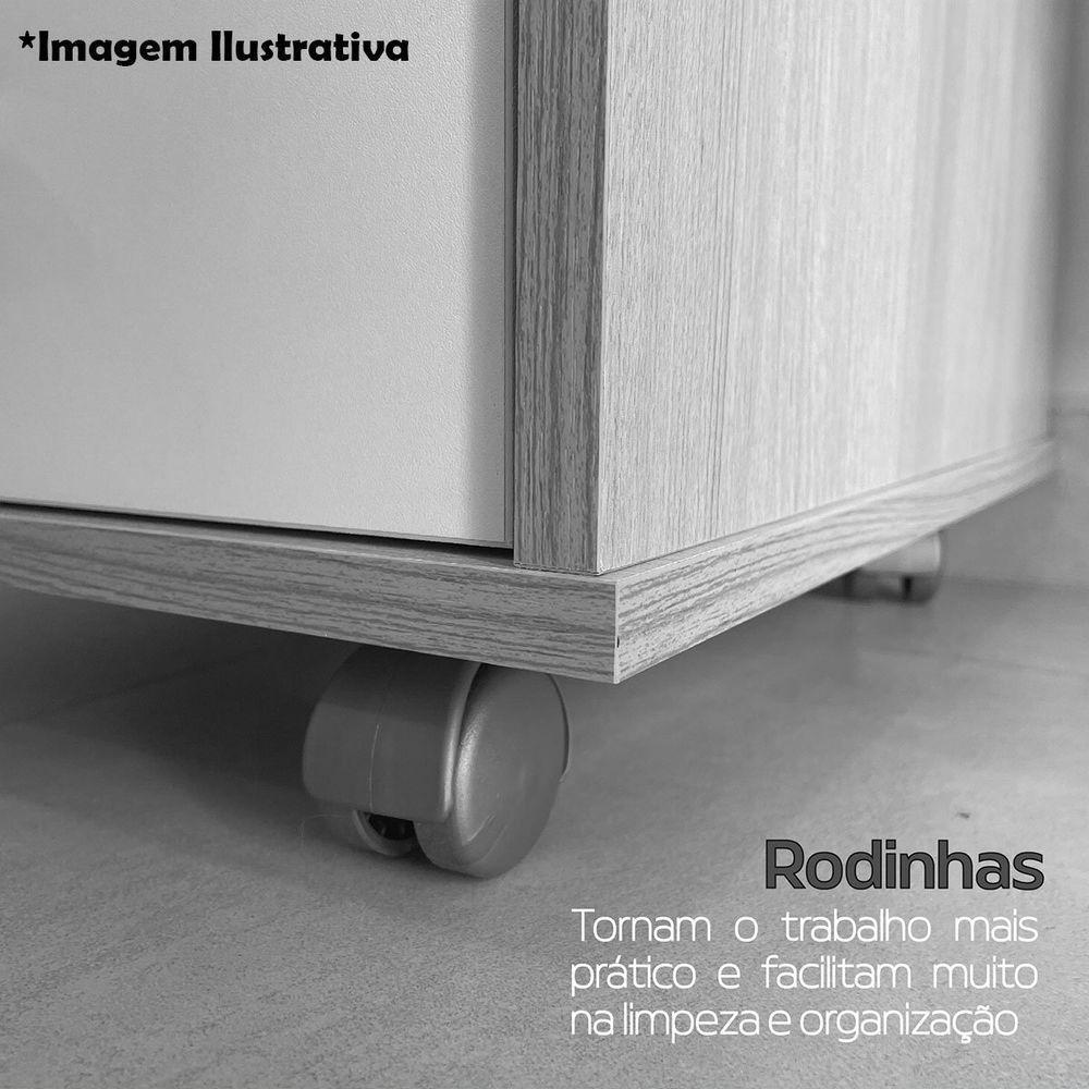 Gaveteiro Para Escritório 3 Gavetas Com Chave E Rodízios Nogal/preto - 7
