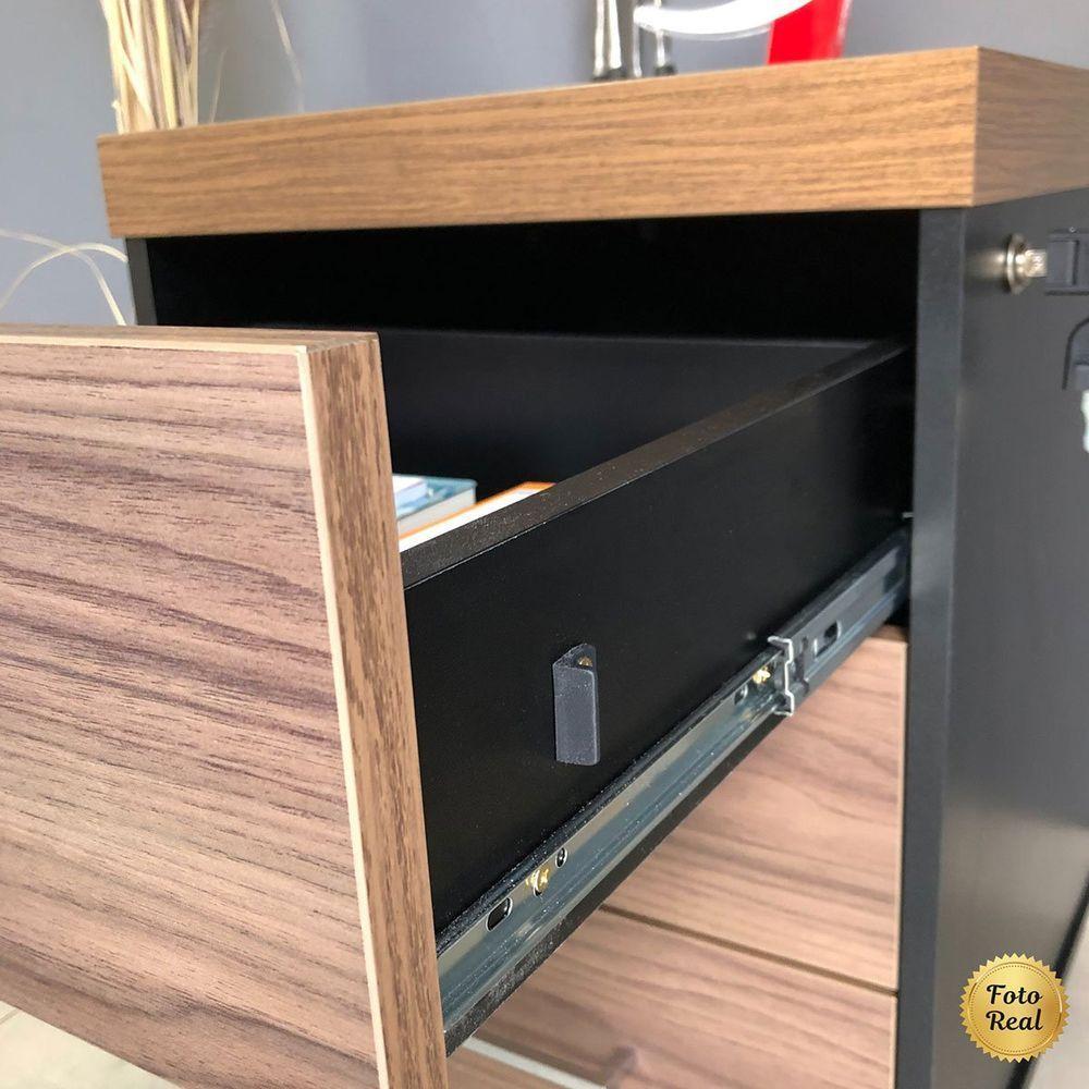 Gaveteiro Para Escritório 3 Gavetas Com Chave E Rodízios Nogal/preto - 9