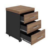 Gaveteiro Para Escritório 3 Gavetas Com Chave E Rodízios Nogal/preto - 2