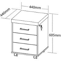 Gaveteiro Para Escritório 3 Gavetas Com Chave E Rodízios Nogal/preto - 3