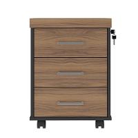 Gaveteiro Para Escritório 3 Gavetas Com Chave E Rodízios Nogal/preto - 8