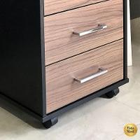 Gaveteiro Para Escritório 3 Gavetas Com Chave E Rodízios Nogal/preto - 10