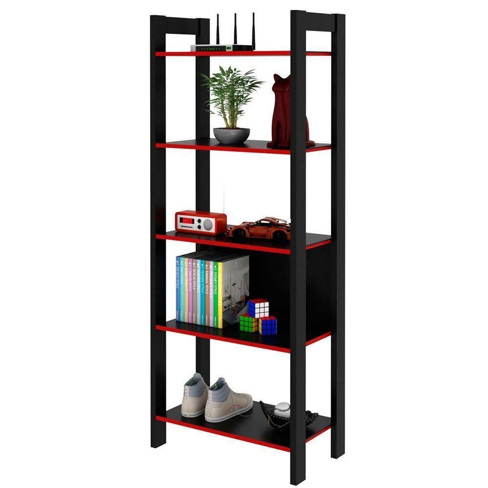 Estante Multiuso Gamer Livreiro Office 5 Prateleiras Preto/vermelho - 1