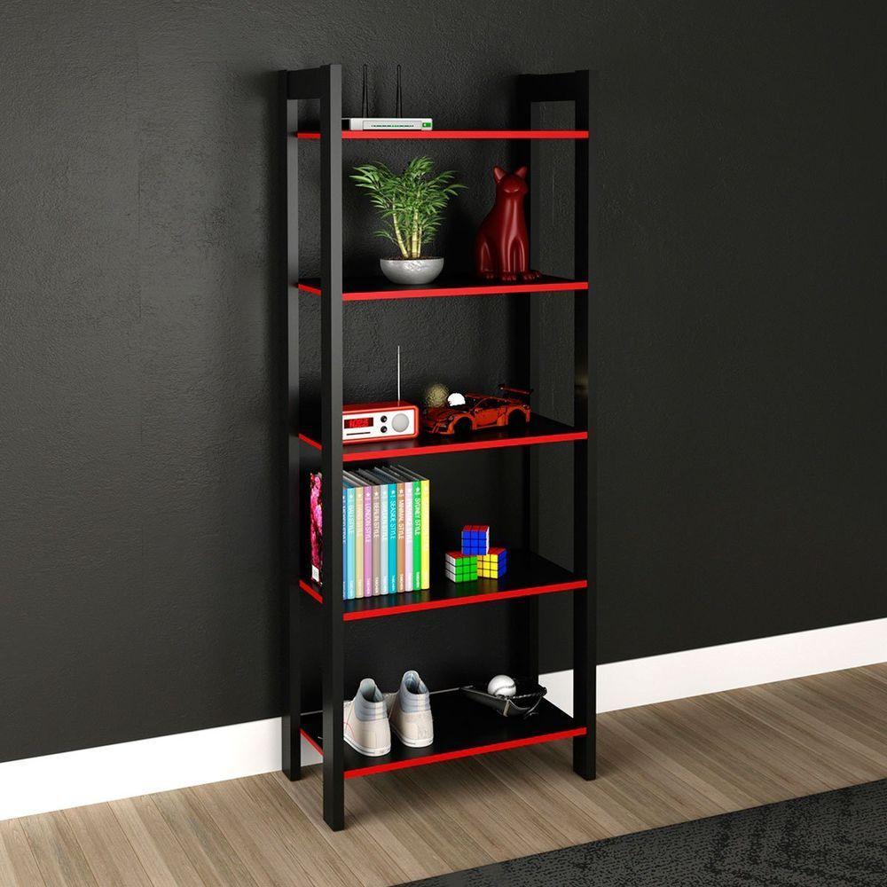 Estante Multiuso Gamer Livreiro Office 5 Prateleiras Preto/vermelho - 6