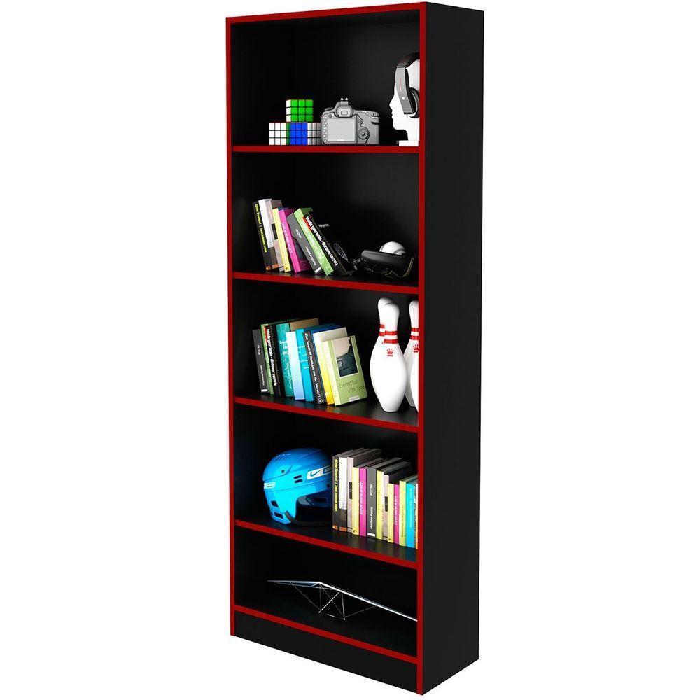 Estante Multiuso Gamer Livreiro Office 5 Prateleiras Preto/vermelho - 1