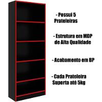 Estante Multiuso Gamer Livreiro Office 5 Prateleiras Preto/vermelho - 3
