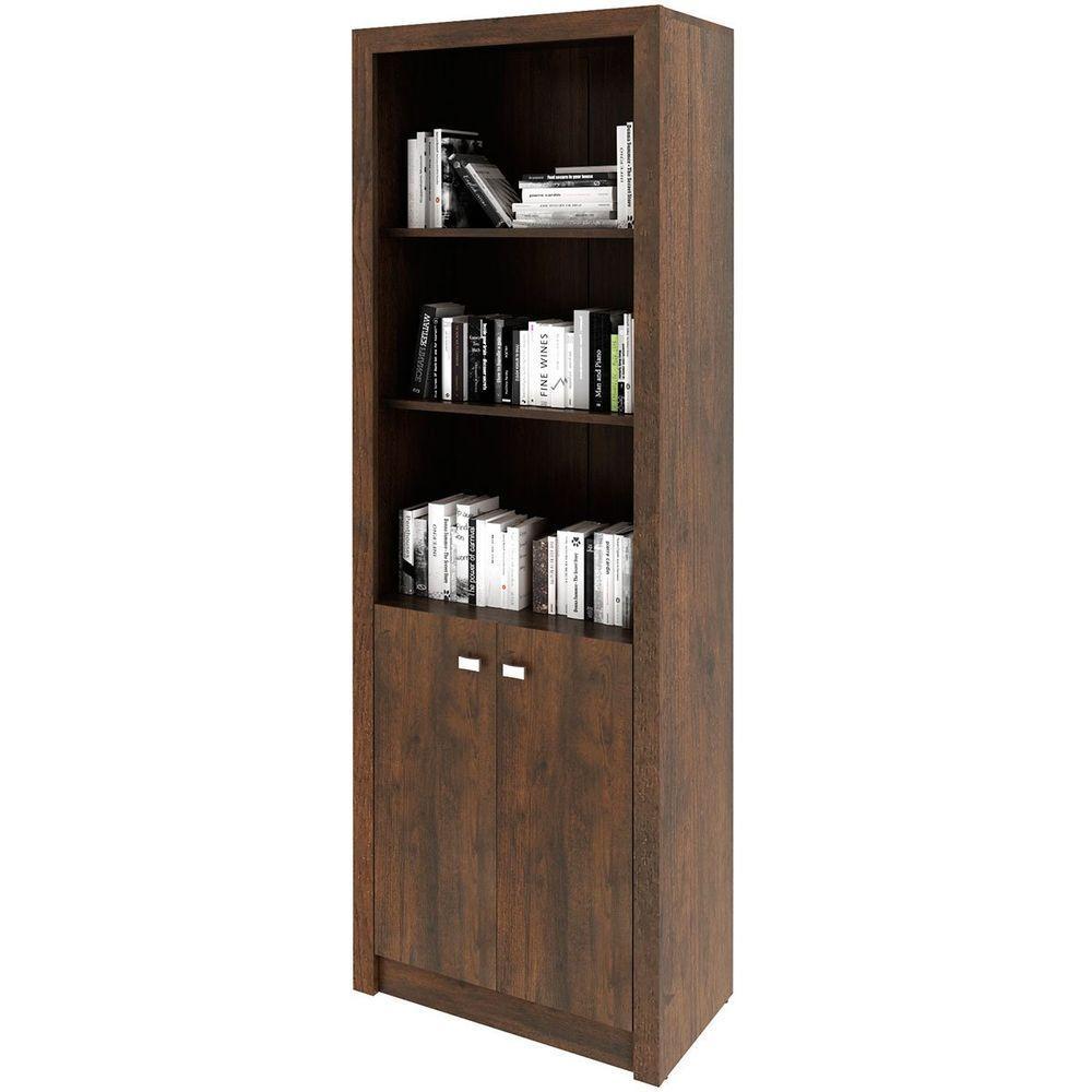 Estante Armário Alta Livreiro Multiuso Office 2 Portas Rústico - 1